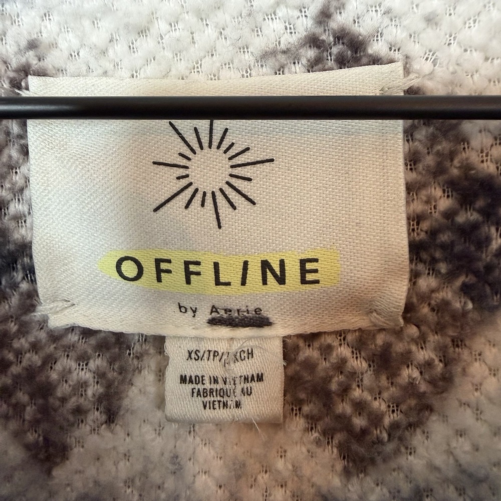 OFFLINE by Aerie Women's Fleece 1/4 Zip Mock Neck Geometric Blue XS - Picture 2 of 4
